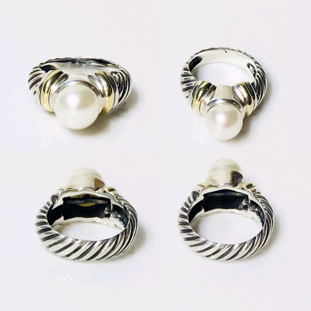 David Yurman Sterling 14k Gold Pearl Ring - Picture 3 of 7